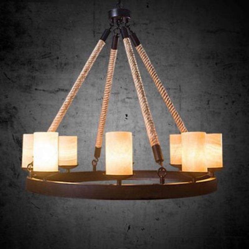 美式乡村蜡烛台艺术吊灯具复古铁艺客厅餐厅八头创意个性麻绳吊灯,智能设备,其他智能设备,淘宝优惠券,粉丝福利购,淘宝优惠卷