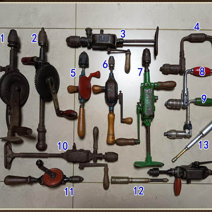 老手摇钻电钻老工具收藏民俗古玩瓷器工业风展示设计老物件