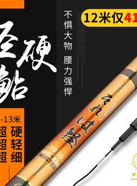 捍太郎碳素超轻手竿101213米超硬超细打窝竿湖竿长节竿传统钓竿