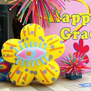 立体充气大眼花气模网红拍照派对美陈装饰花朵道具网红美陈装置