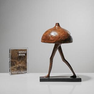 艺贝子蘑菇人抽象派高级感小众艺术饰品大地色焦糖色极简软装摆件