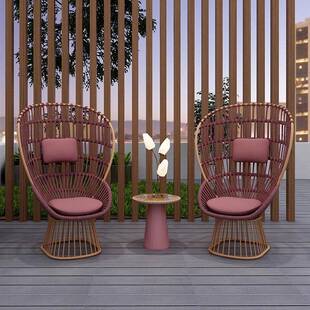 沙发高背椅藤椅沙发绳编椅阳台别墅庭院户外样板房售楼部设计师椅