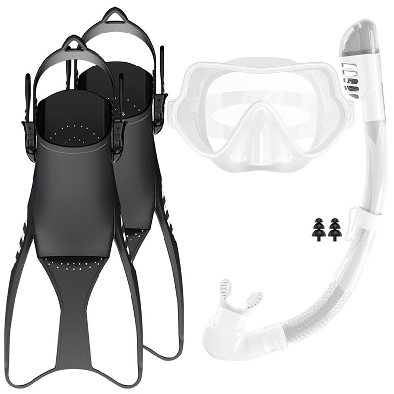 专业可调节游泳潜水水肺鳍潜水成人浮潜面罩干顶浮潜和潜水鳍套装