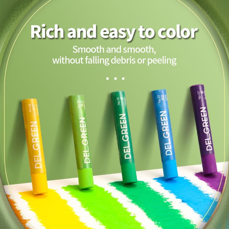 丹可林重彩软性油画棒彩绘画油性24色36色重彩油画棒安全绿色幼儿