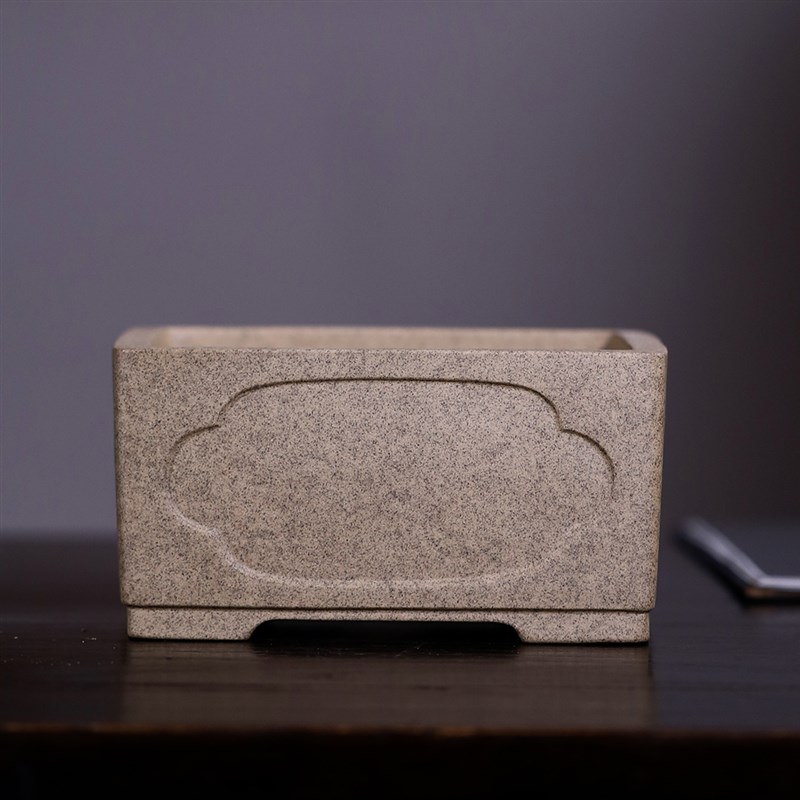 紫砂紫砂盆景盆唯珍正方形花盆青灰段泥名家奎面一颗印四方盆