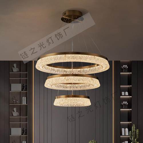 不锈钢全光谱客厅树脂吊灯现代简约卧室餐厅圆形大气LED创意吊灯