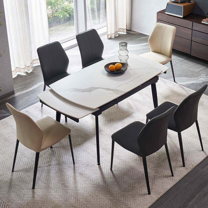 德利丰岩板餐桌长方形小户型家用可伸缩折叠设计师高端拉米娜饭桌