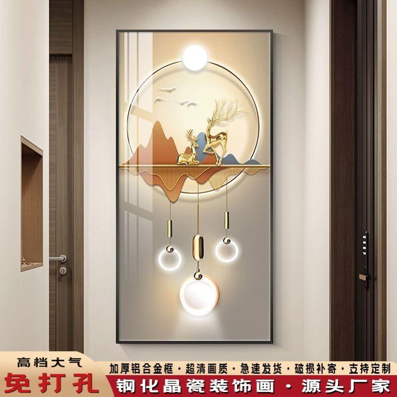 制梦轻奢玄关装饰画现在简约走廊挂画过道壁画入户进门墙画竖版画
