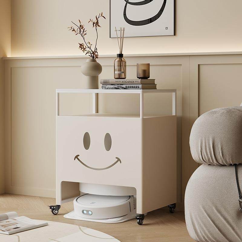 扫地机上方置物架带轮子扫地机器人基站遮挡柜隐藏收纳柜沙发边柜