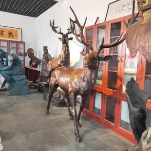 制作紫铜梅花鹿摆件玻璃钢一路发财铜鹿工艺品全铜鹿摆件