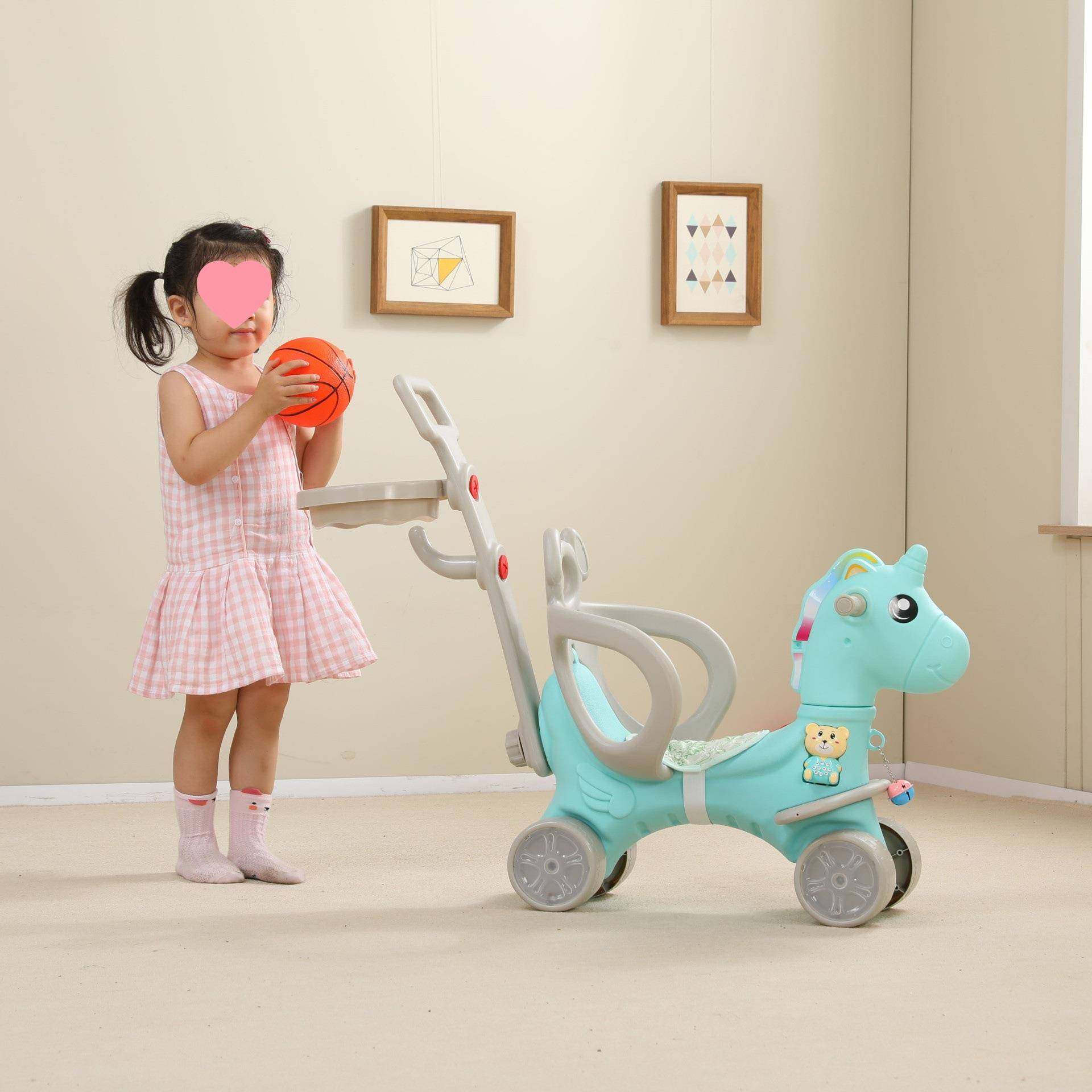 儿童可转头摇摇马滑推车摇椅木马宝宝婴幼儿多功能室内外家用玩具