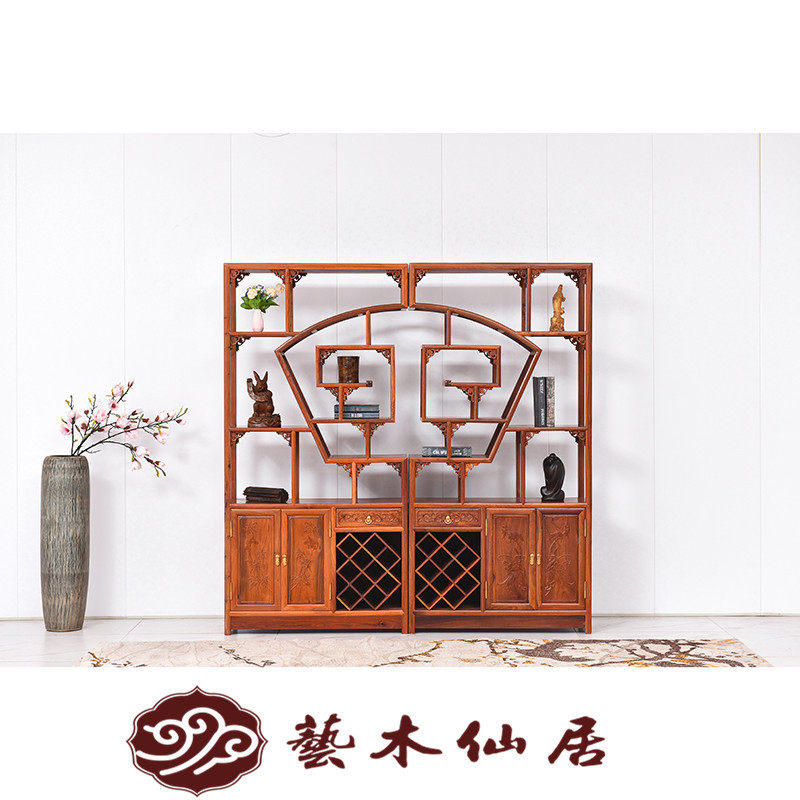 艺木仙居大果紫檀博古架中式玄关花梨木多宝阁现代简约实木置物柜