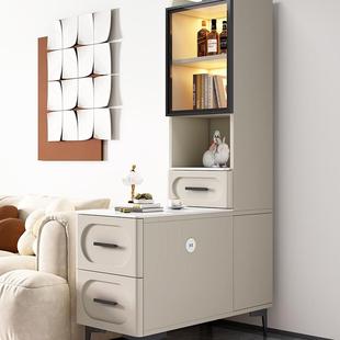 沙发边柜侧边柜家用小茶台茶桌置物架简约客厅旁边茶几高柜w&