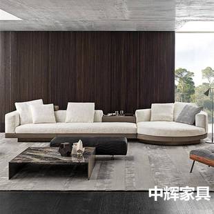 意式极简沙发设计师现代简约客厅别墅大户型高端棉麻布艺沙发组合