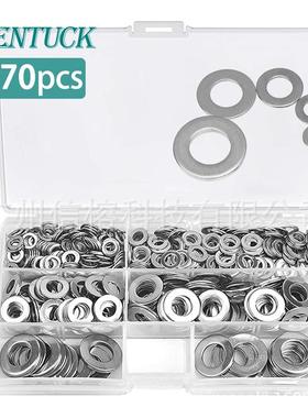 供应570pcs盒装304不锈钢平垫圈金属垫片组合M5M6M8M10M12