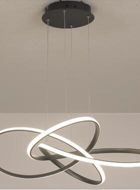 北欧后现代极简四叶花餐厅吧台艺术创意设计led线条吊灯黑色经典