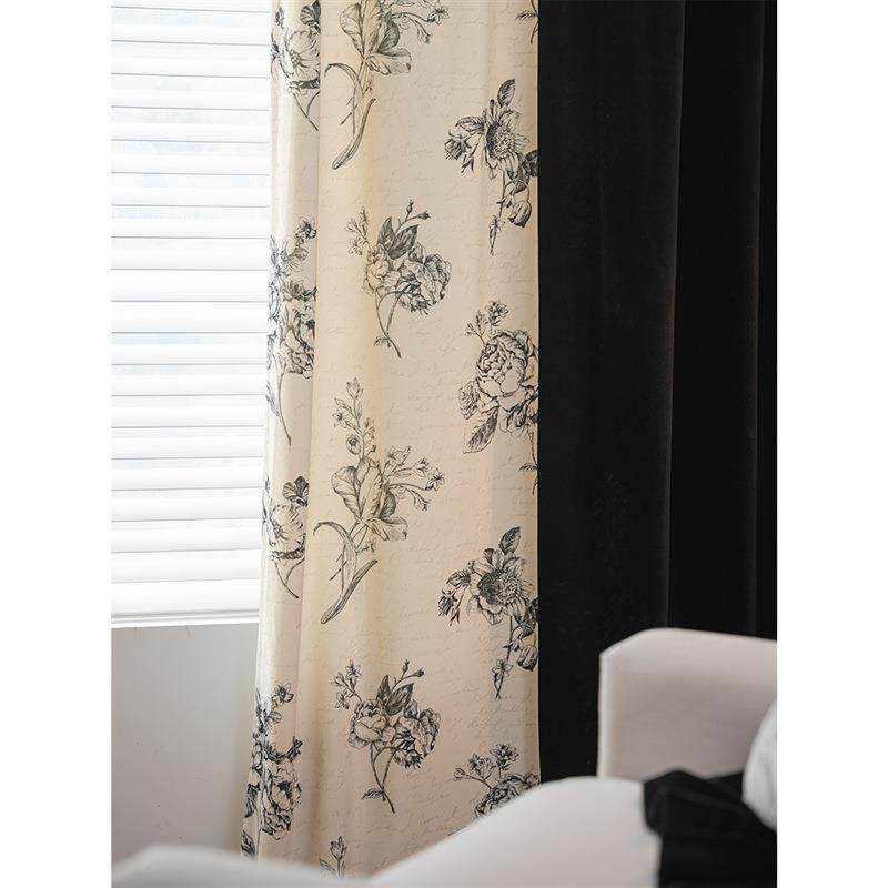 法式印花窗帘南洋中古风现代气质小众款客厅卧室飘窗黑色印花窗帘,农机/农具/农膜,其它农用工具,淘宝优惠券,粉丝福利购,淘宝优惠卷