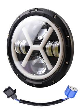 JP牧马人汽车LED大灯LH卫士HM7英寸500WX型大灯超亮线束