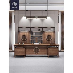 新中式办公桌老板桌全实木乌金木书桌大班台总经理办公室明式家具