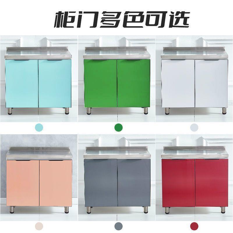 橱柜简易不锈钢厨房灶台柜家用厨柜碗柜水储物柜整体组装租房用