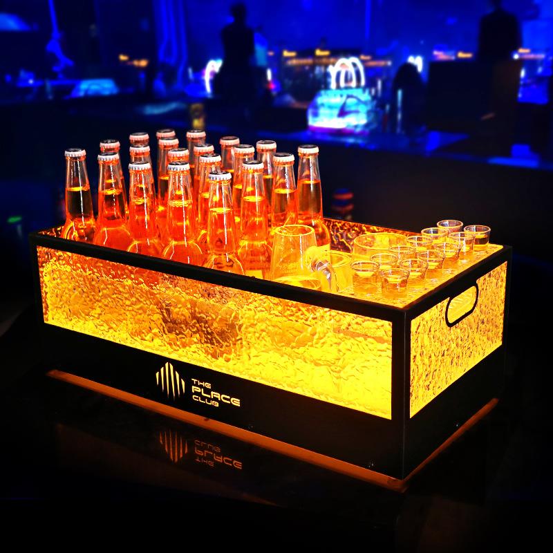 新款酒吧发光冰桶啤酒桶杯架分酒壶一体大号金属框香槟冰桶啤酒框