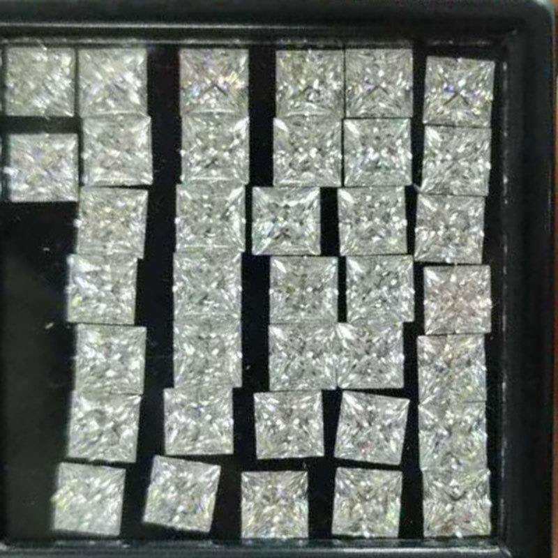 过钻笔D色公主切正方形车花莫桑钻 合成碳硅石戒面镶嵌莫桑石裸钻