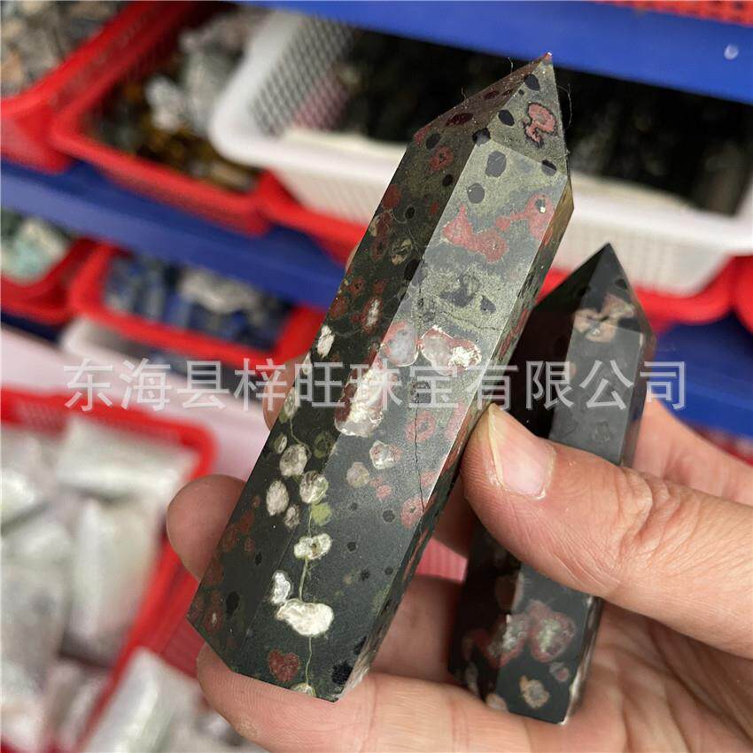 天然梅花玉水晶柱水晶单尖六棱柱六角柱消磁摆件碧玺打磨摆件厂家