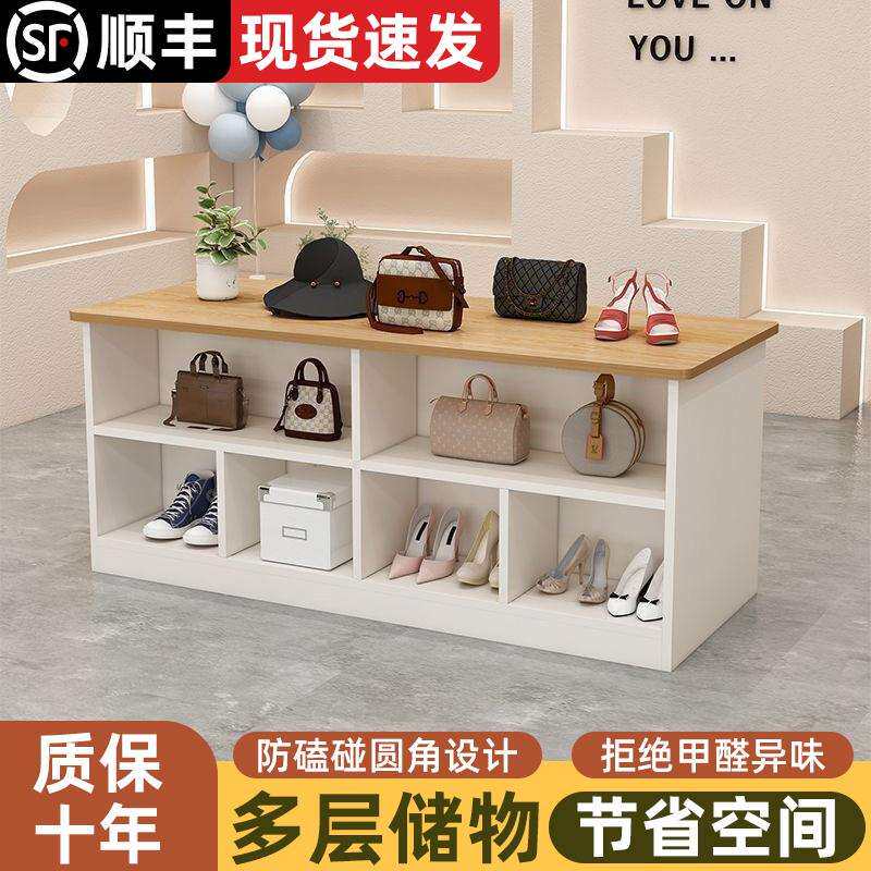 服装店中岛台简约现代陈列展示柜双面6宫格收纳摆放流水台展示桌