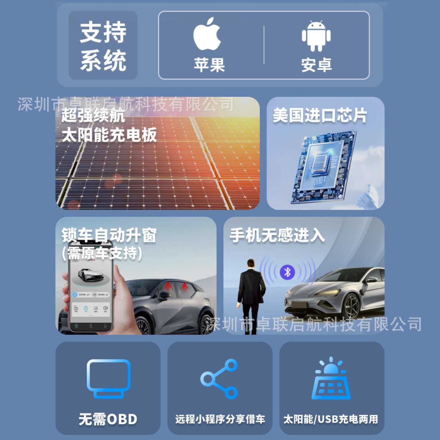 汽车NFC数字钥匙一键启动改装手机控车自动感应解锁太阳能手机车