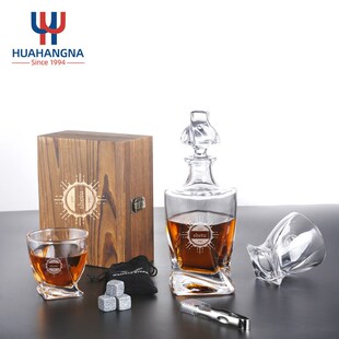 松木做旧冰酒杯包装木盒礼品盒冰酒石收纳盒威士忌酒杯套装木盒