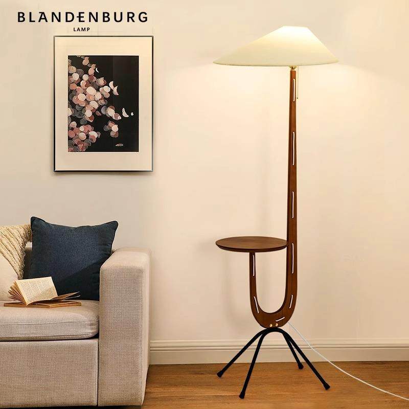 落地灯客厅沙发旁边摆件高级感复古灯护眼胡桃木创意卧室装饰台