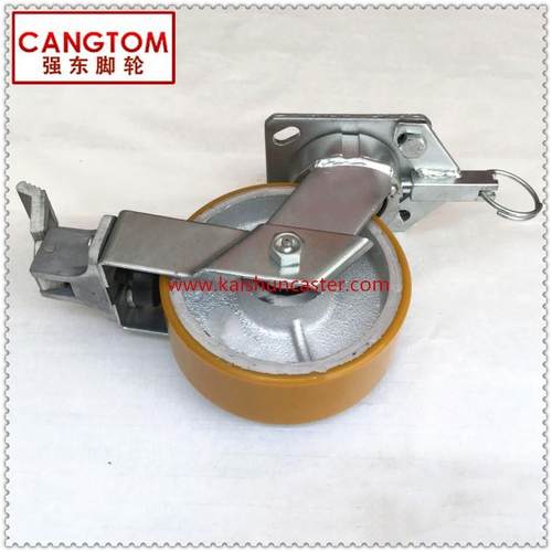 4寸5寸6寸8寸10寸聚氨酯万向轮带分体刹车四点定位90度方向锁脚轮