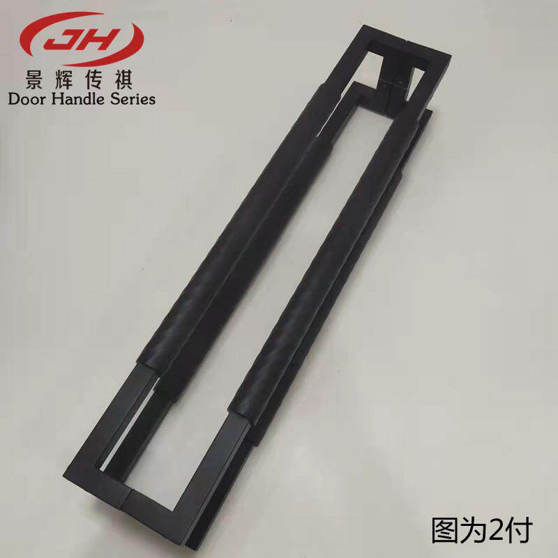 黑色双弯加厚不锈钢大门拉手有无门框玻璃门把手实木包厢门拉手