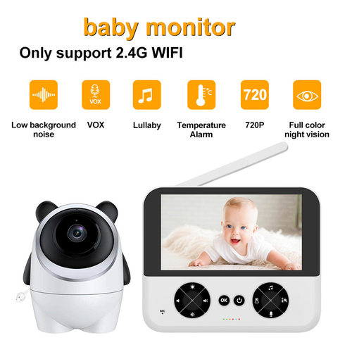 Audio Video Camera Baby Monitor 5 Inch Two Way Audio 2.4Ghz