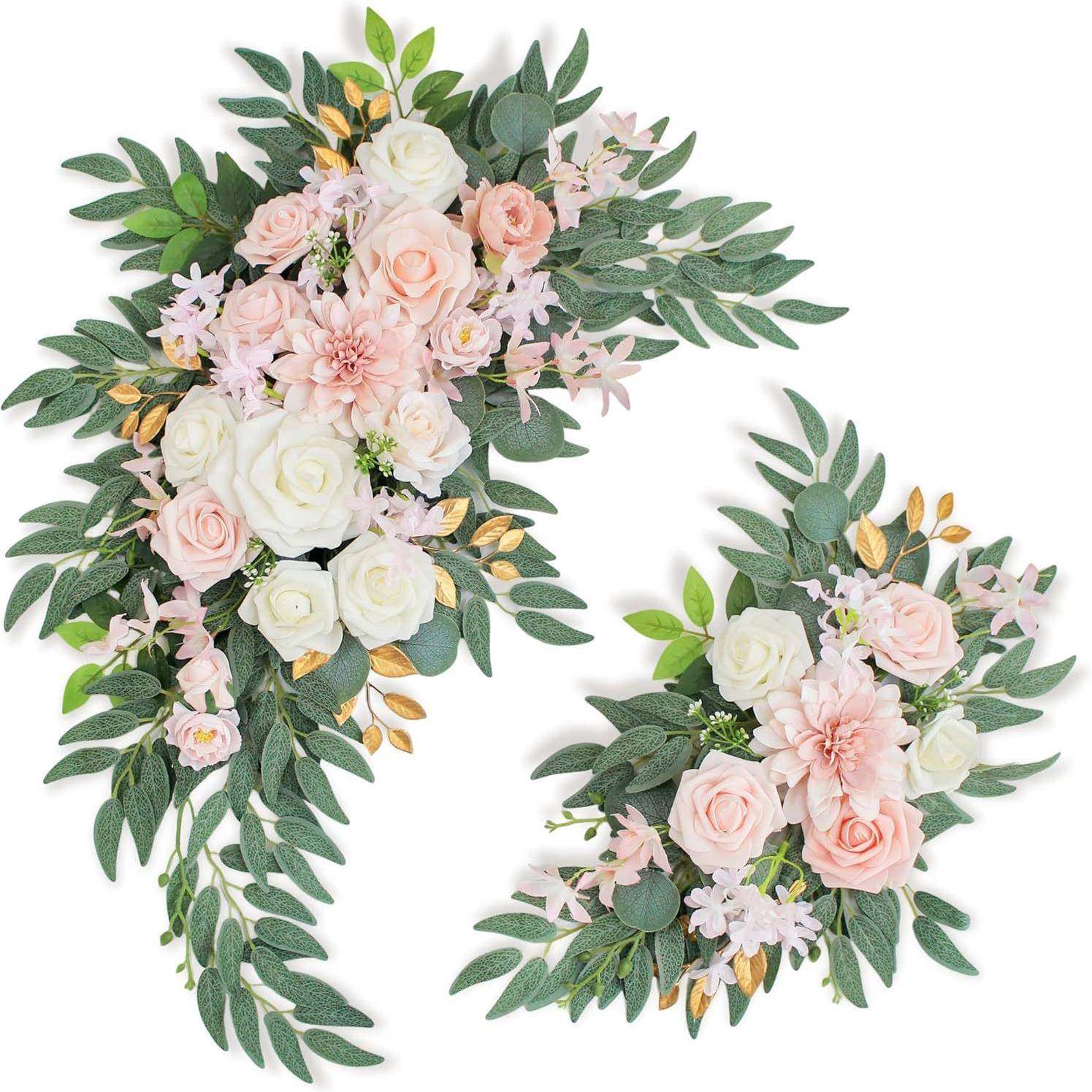 人造花垂饰2件套婚礼欢迎标志花卉装饰和婚礼招待会标志迎宾区