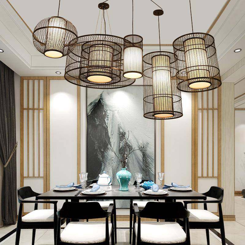 新中式田园吊灯竹编客厅灯具过道茶室书房灯创意个性日式餐厅灯具