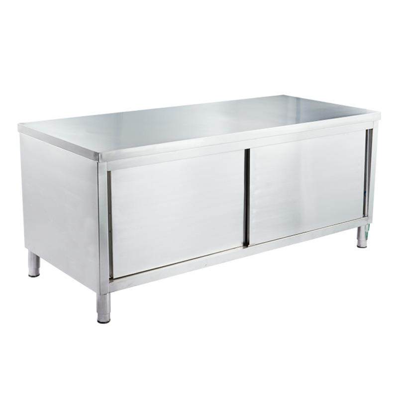 不锈钢推拉门工作台厨房操作台切菜桌案板食堂储物柜不锈钢打荷台