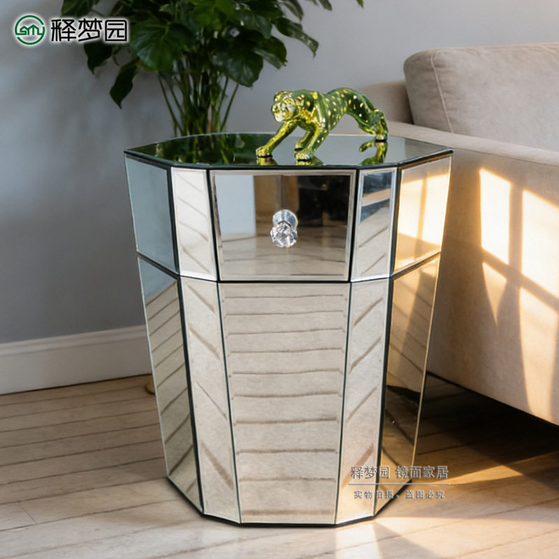 镜面角几小户型家用现代简约沙发边几茶几网红创意角几床头柜3160