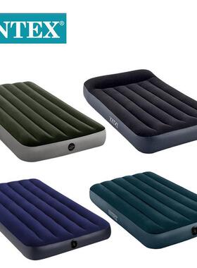INTEX新款户外野营充气床垫绿色植绒线拉蓝色PVC空气床