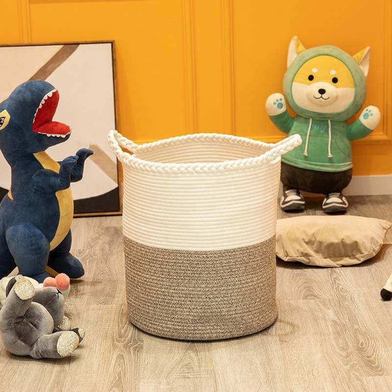 棉绳编织收纳篮折叠手提储物篓麻花提手收纳筐,电子元器件市场,其它元器件,淘宝优惠券,粉丝福利购,淘宝优惠卷