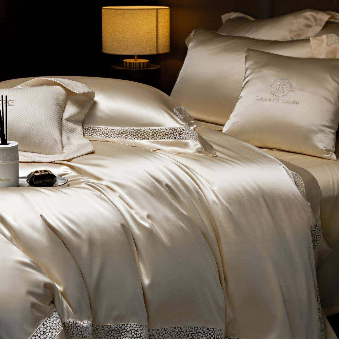 皇家风范真丝缎四件套春夏凉感套件镂空边丝滑如水可送礼高端床品,农用物资,其他肥料,淘宝优惠券,粉丝福利购,淘宝优惠卷