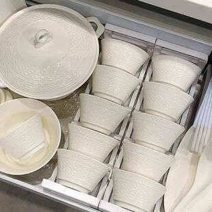 陶瓷餐具套装家用纯白高温釉下彩法式浮雕碗碟盘组合餐具乔迁礼