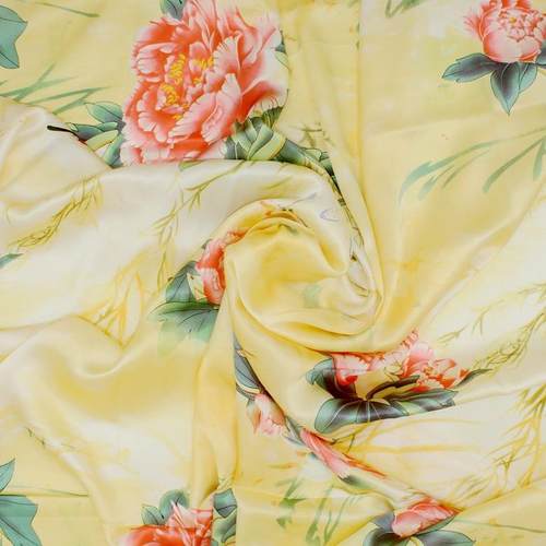 100桑蚕丝纯真丝面料真丝布料素绉缎服装被套枕套用蝶舞花影