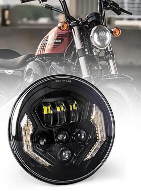 7寸圆形led60W摩托机车汽车改装4功能前大头灯