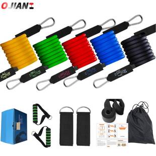 11件套拉力绳拉力带弹力绳带健身拉力器100磅150磅拉力绳套装