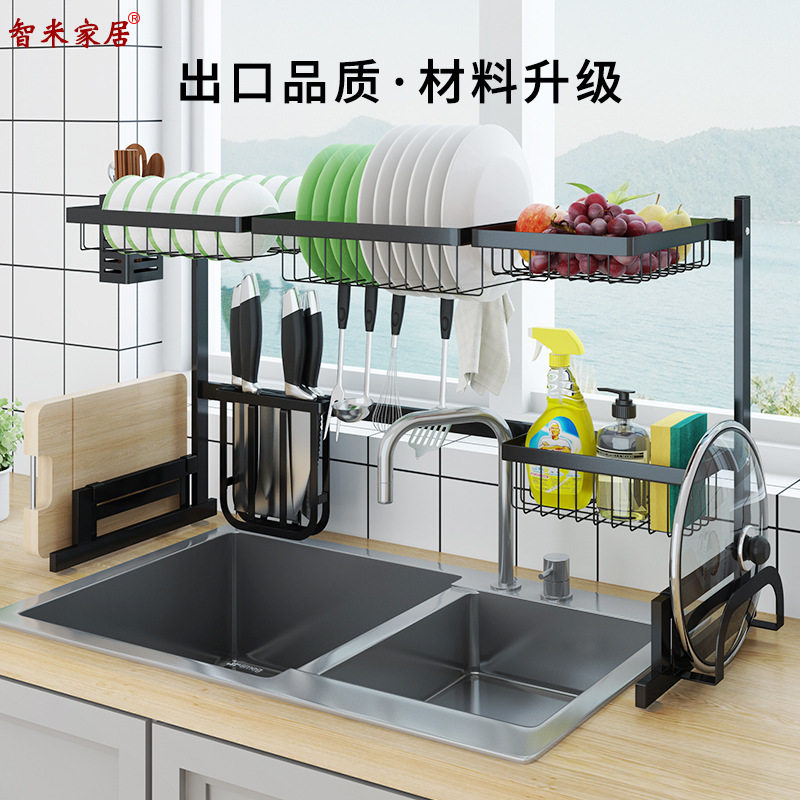 亚马逊热卖不锈钢水槽沥水架碗架厨房置物架餐具滤水架碗碟收纳架