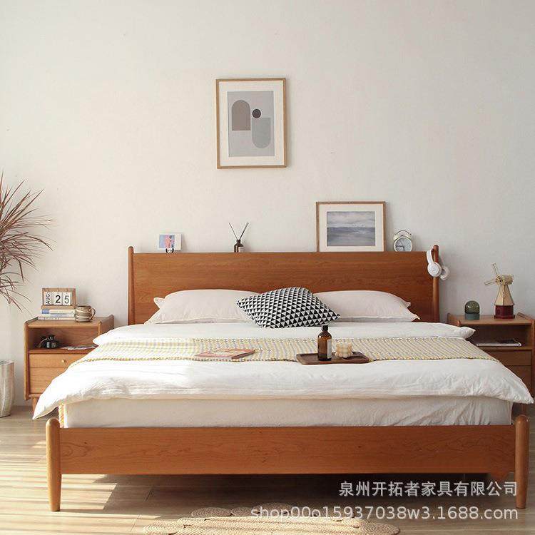 北欧实木床民宿次卧1.5米樱桃木原木单人床公寓主卧1.8米双人床,纺织面料/辅料/配套,纺织机械配件,淘宝优惠券,粉丝福利购,淘宝优惠卷