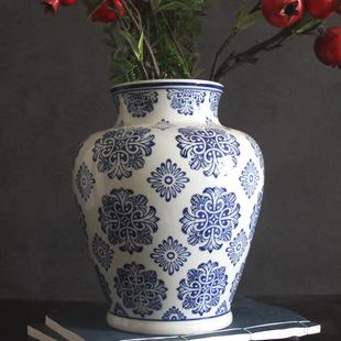 陶瓷花瓶客厅餐桌插花高档轻奢花器中式复古青花瓷花瓶高级感摆件