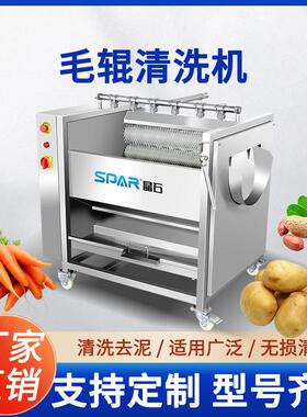 全自动莲藕红薯毛辊清洗机花生大姜去泥清洗设备海蛎子毛辊清洗机