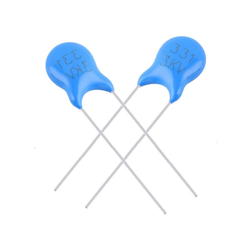 3KV31K高电压瓷片容330PFP电5m3331k/m3kv直插3KV331K蓝色瓷介电